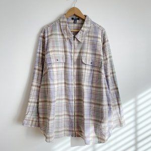 Chaps NWOT Women's Long Sleeve Plaid Shirt, Zip Front, Chest Pockets, Sz 3X